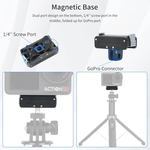 ZORBES® Magnetic Adapter Mount for DJI Action 5pro/4/3 Quick Release Adapter with Connection Adapter, for DJI Accessories, Attachable Tripod, Vlogging ZORBES® Magnetic Adapter Mount for DJI Action 5pro/4/3 Quick Release Adapter with Connection Adapter, for DJI Accessories, Attachable Tripod, Vlogging